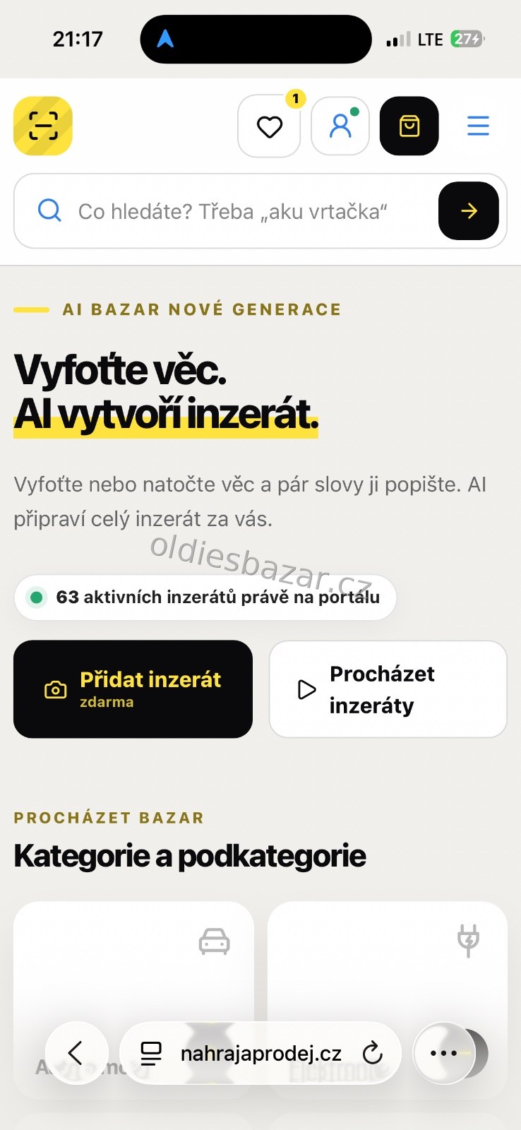 NahrajAProdej.cz – český AI bazar zdarma pro soukromé osoby i firmy